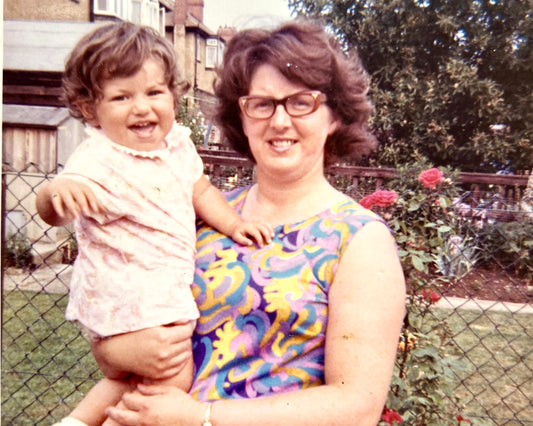 Lorraine and her Mum at home in London in 1970 ish