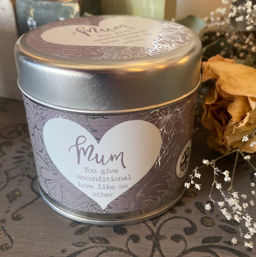 Candle in a tin for Mum