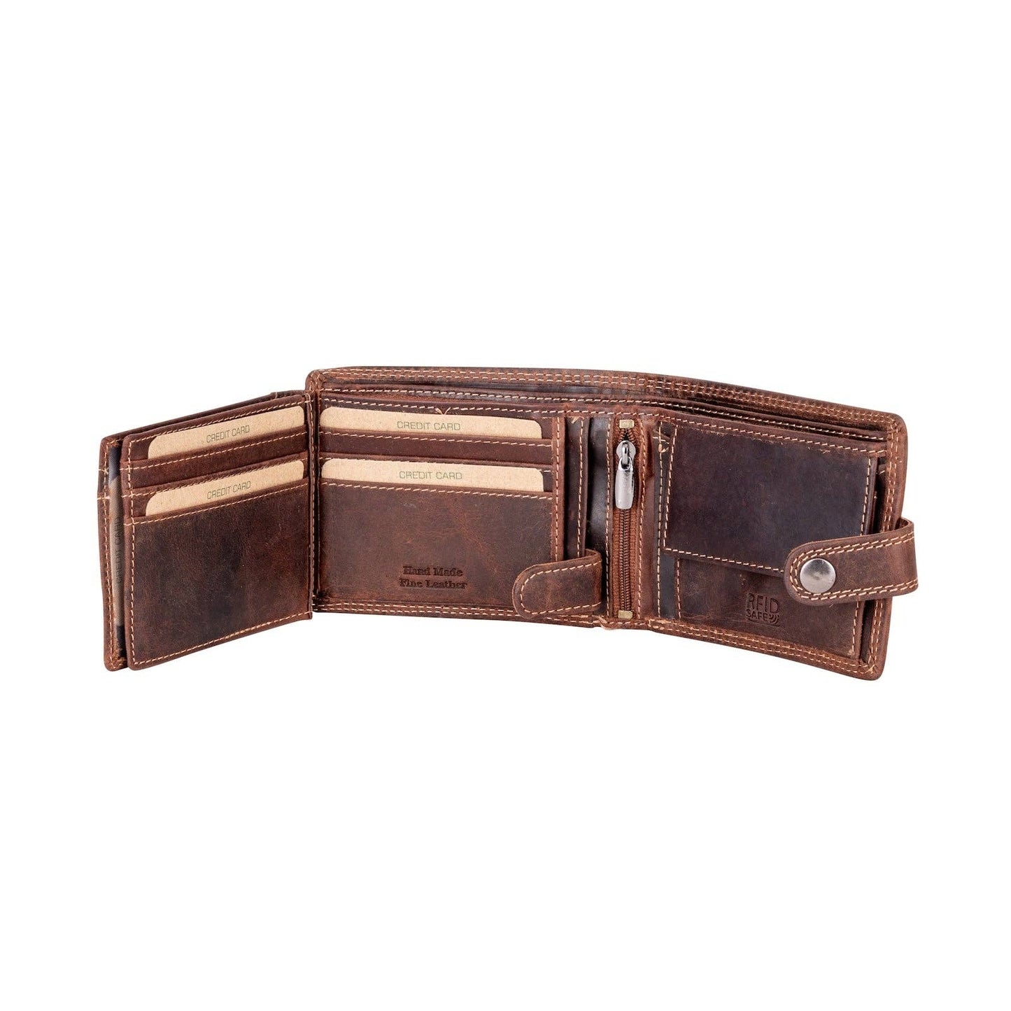 Greenwood Leather | Hunter RFID Leather Wallet with Button Closure – Sandel