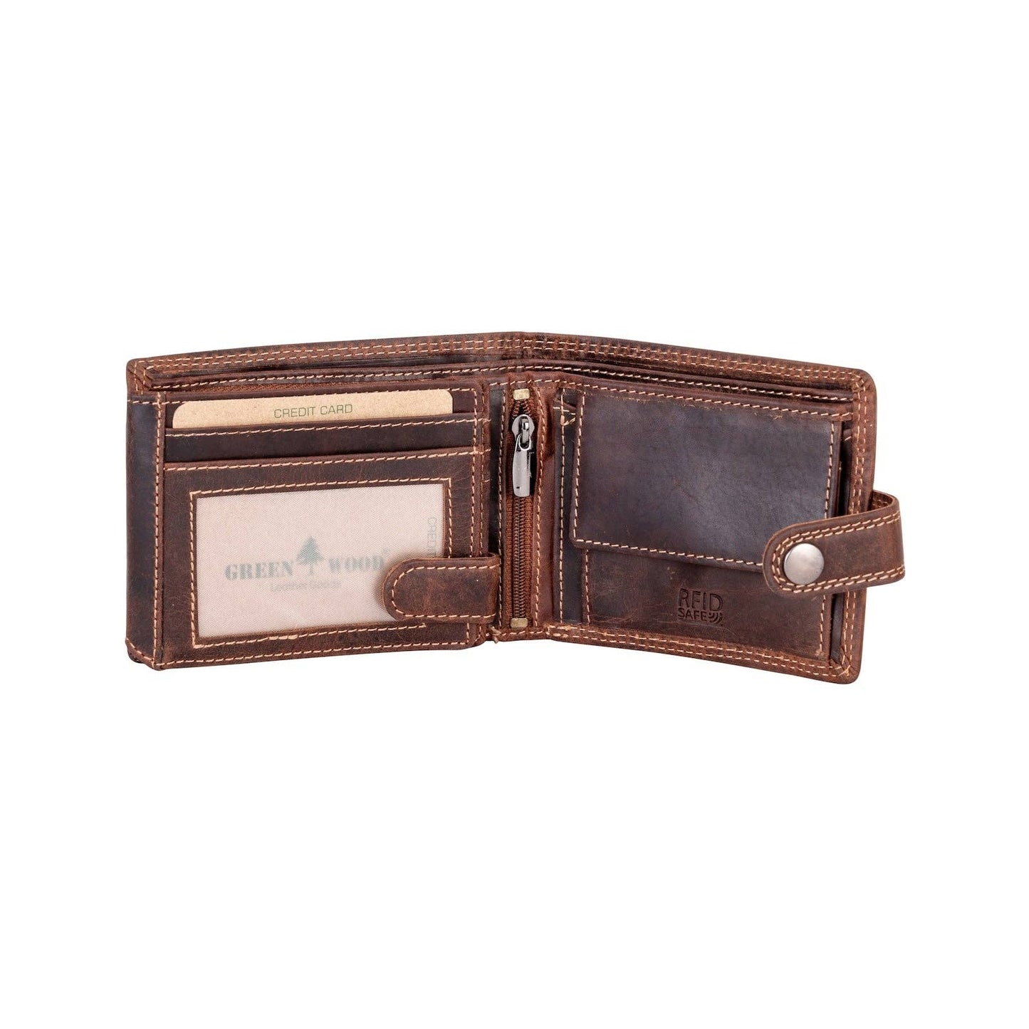 Greenwood Leather | Hunter RFID Leather Wallet with Button Closure – Sandel