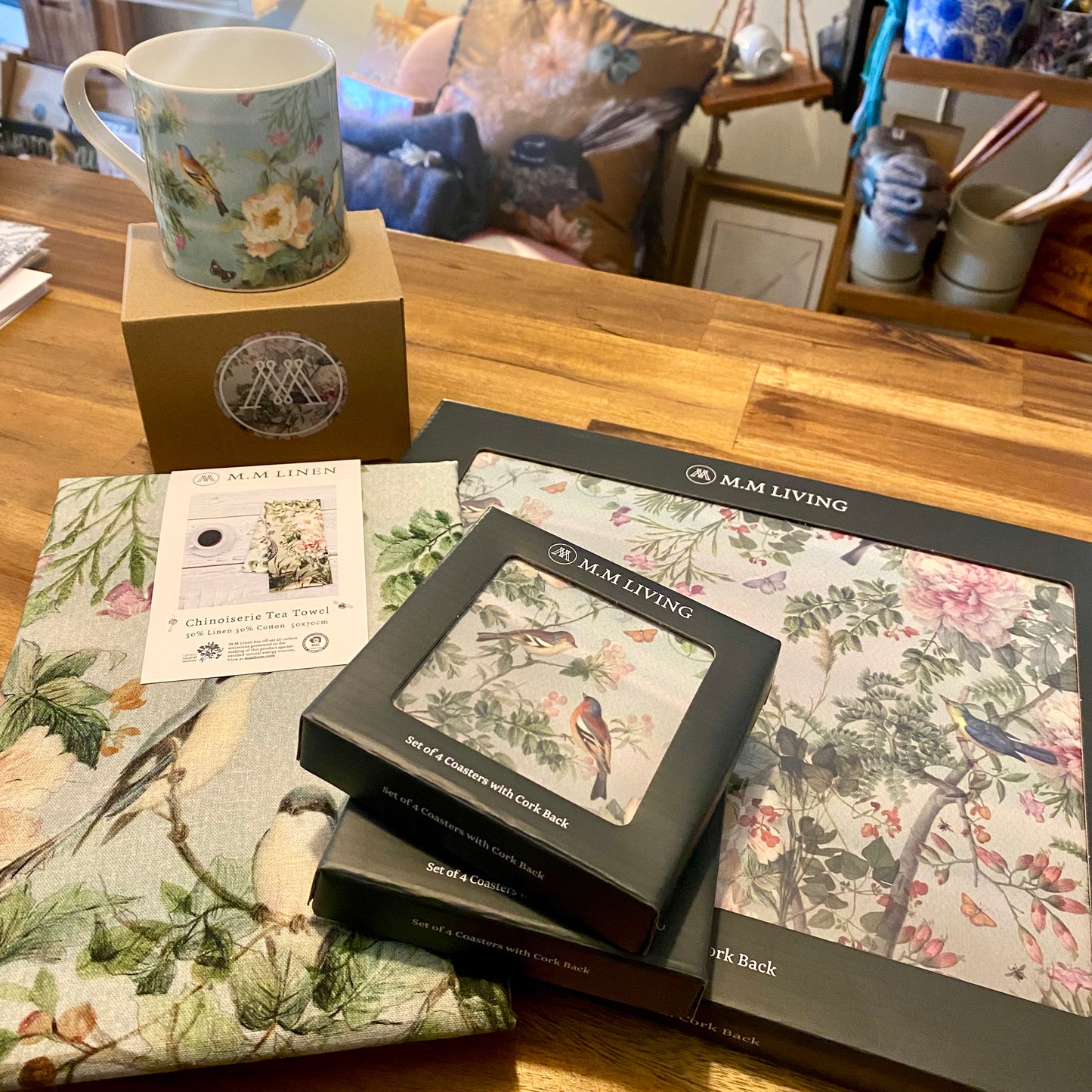 MM Linen | Chinoiserie Coasters set of Four