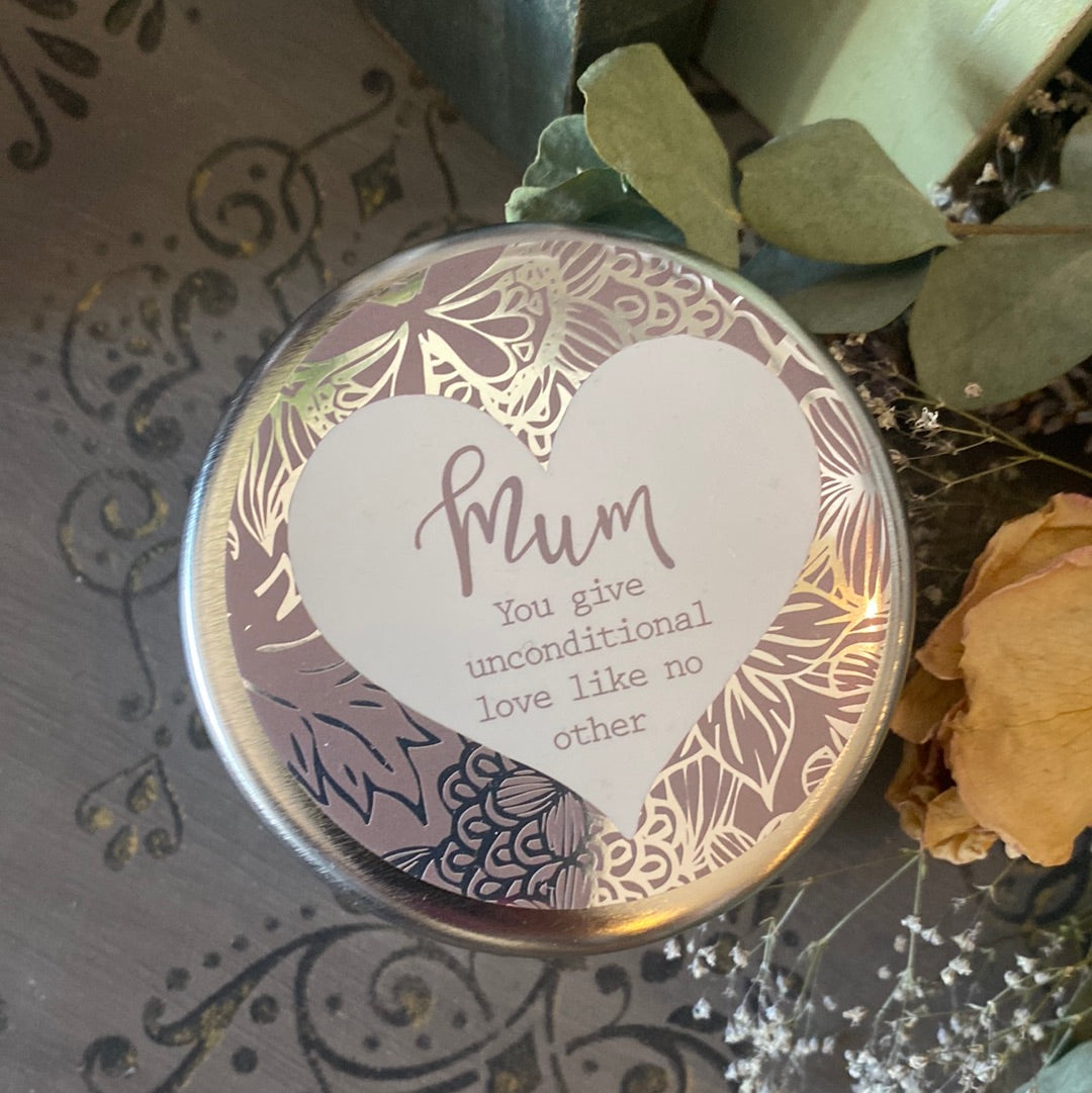 Candle in a tin for Mum
