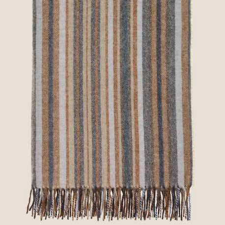 Striped scarf with fringes on a beige background