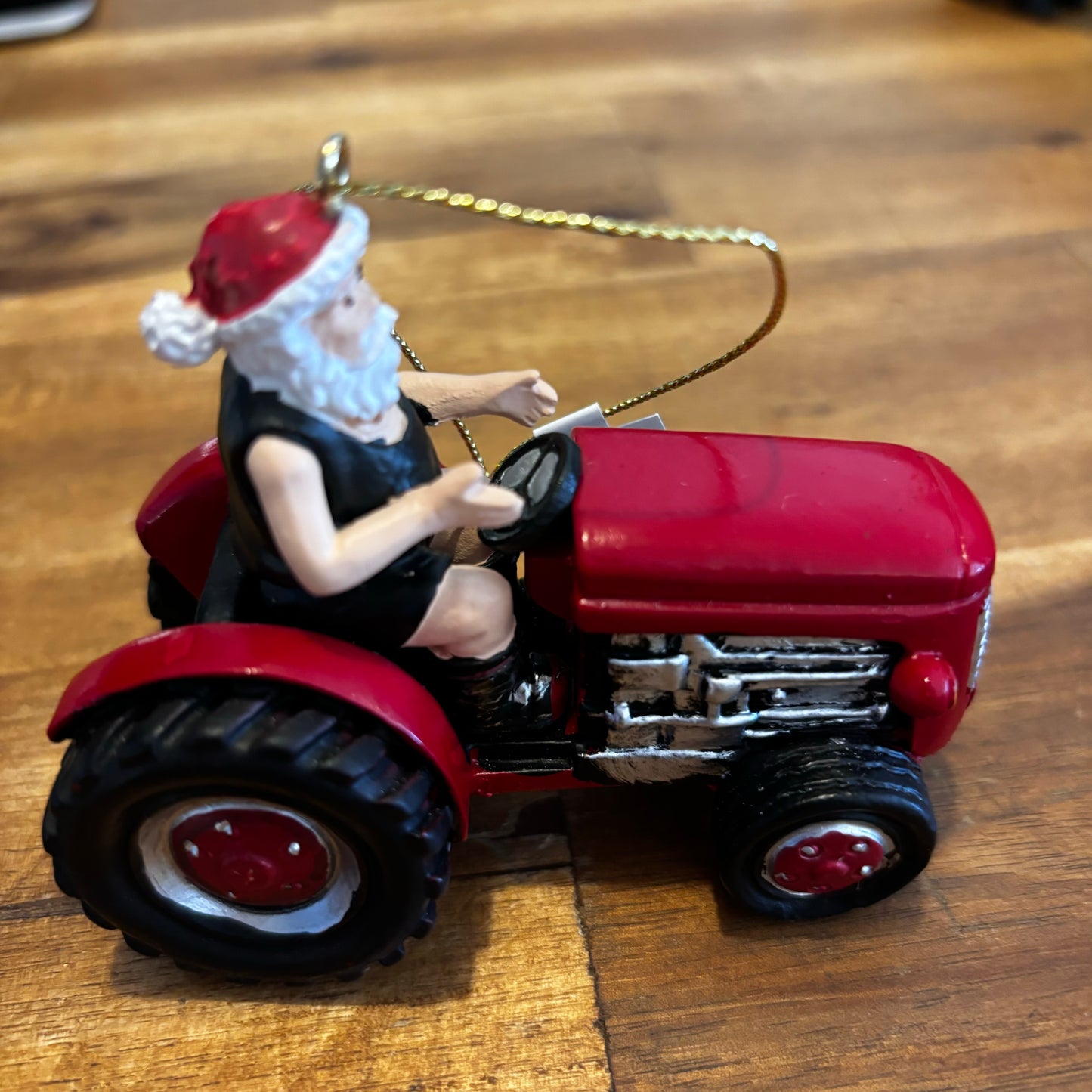 Santa on a Tractor Christmas Decoration