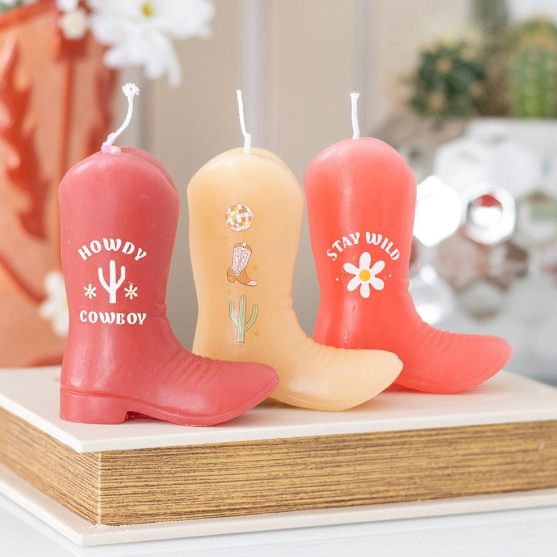 Set of 3 Cowboy Boot Candles