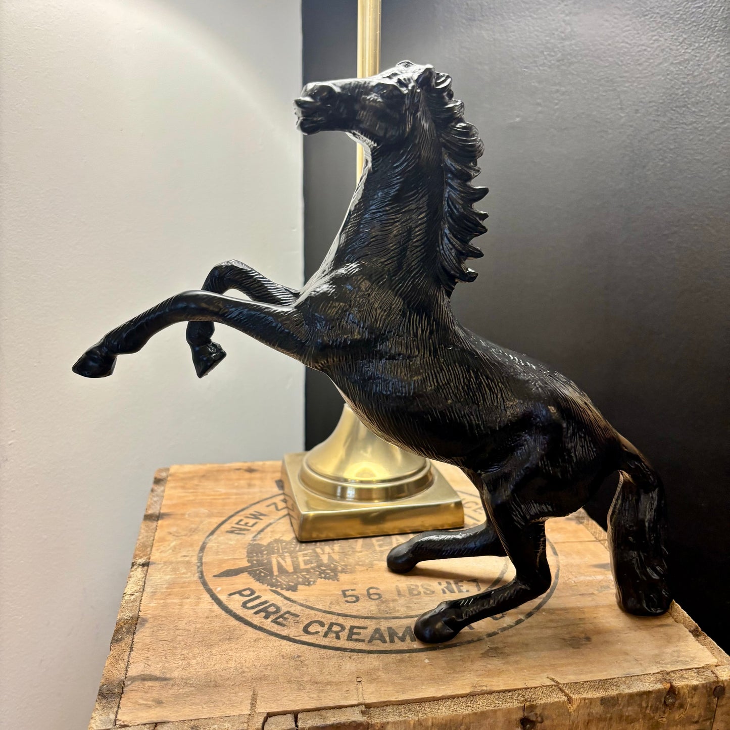 Rearing Black Horse Statue
