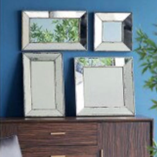 Square Mirror with Antiqued Mirrored Frame
