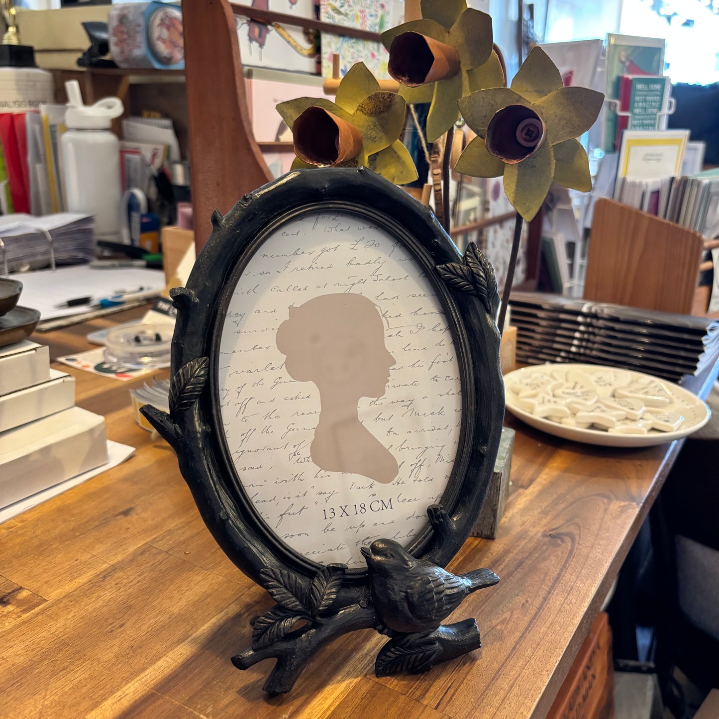 Ornate Oval Photo Frame with a bird