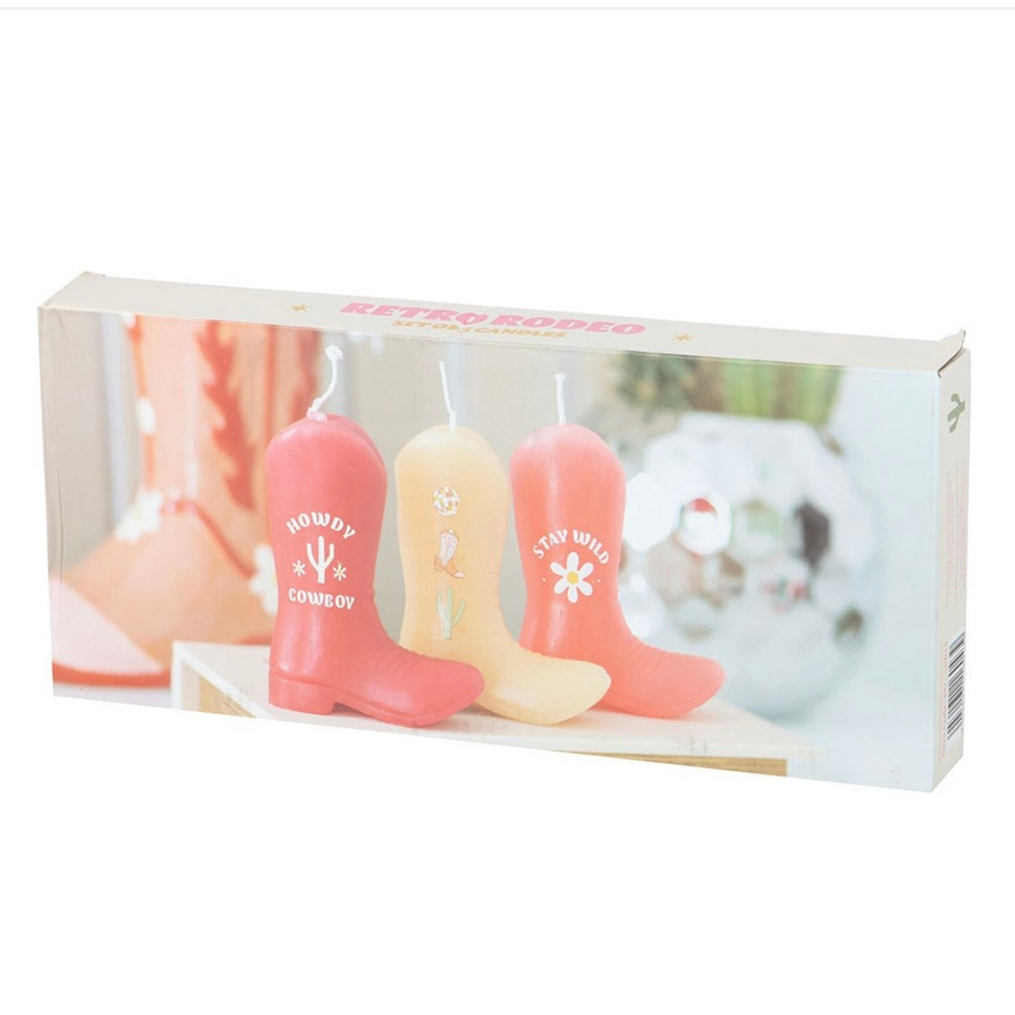 Set of 3 Cowboy Boot Candles
