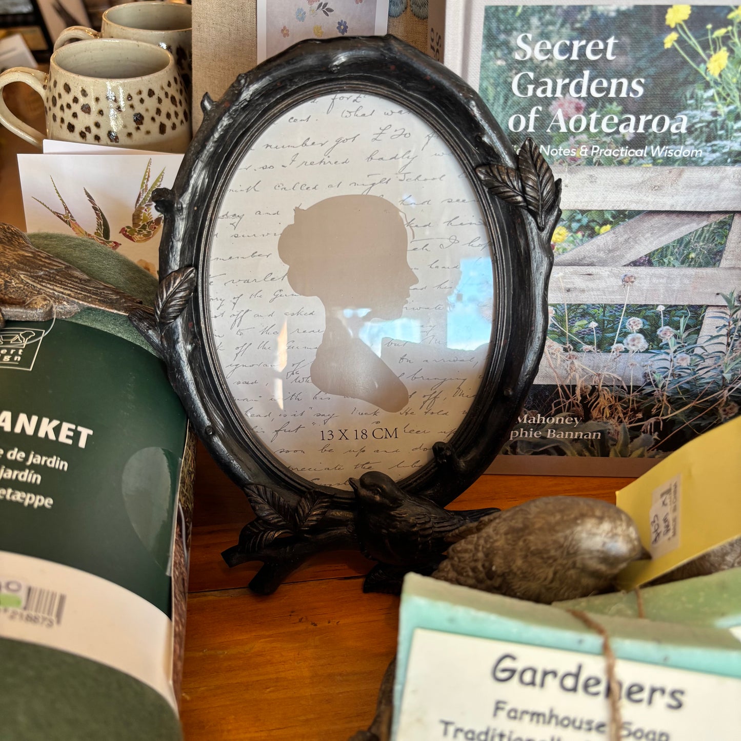 Ornate Oval Photo Frame with a bird