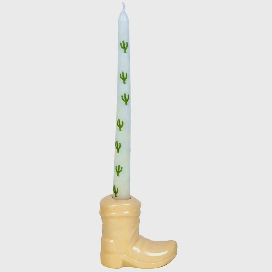Cowboy Boot Candle Holder with Candle