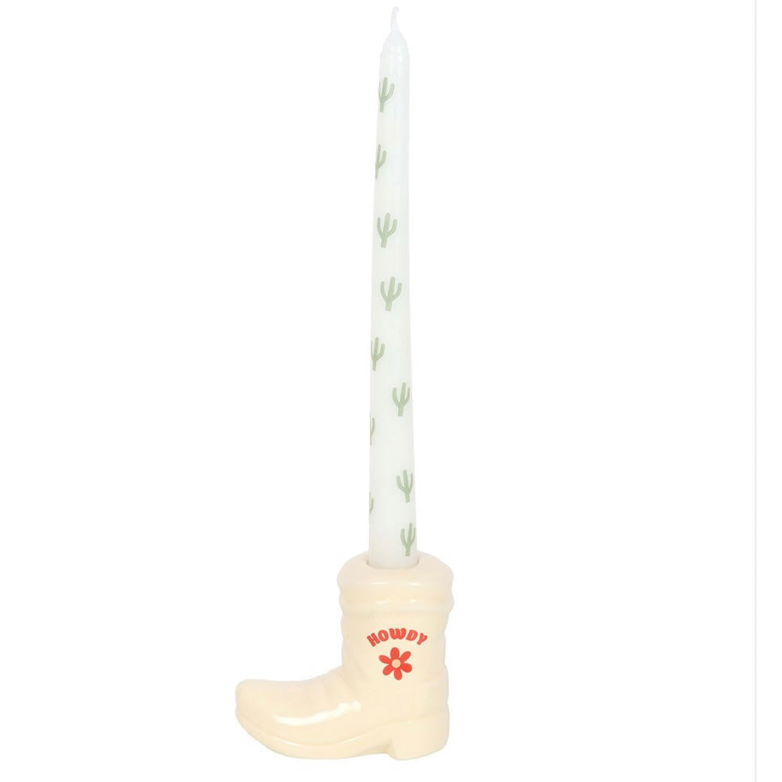 Cowboy Boot Candle Holder with Candle