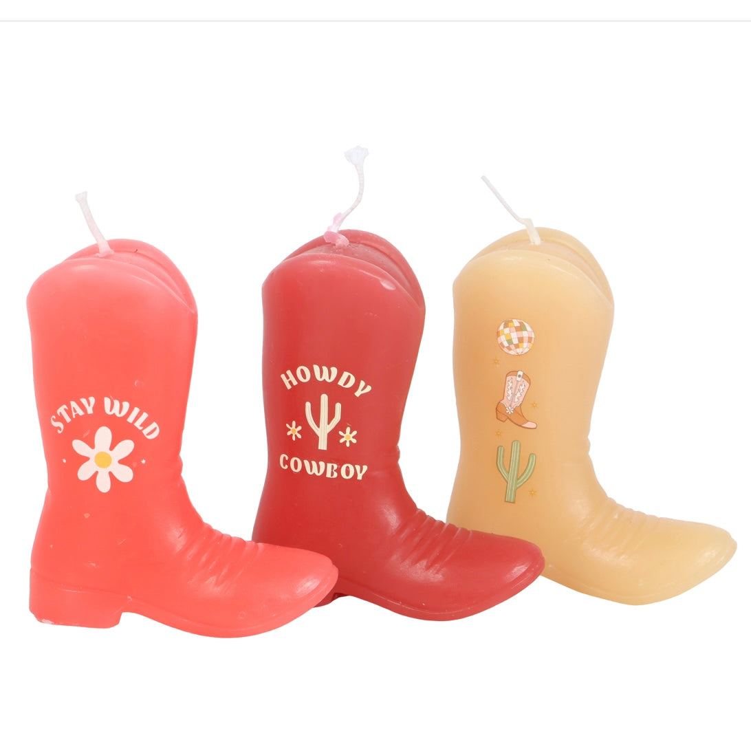 Set of 3 Cowboy Boot Candles