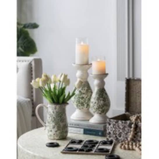 White and Green Candle Holder