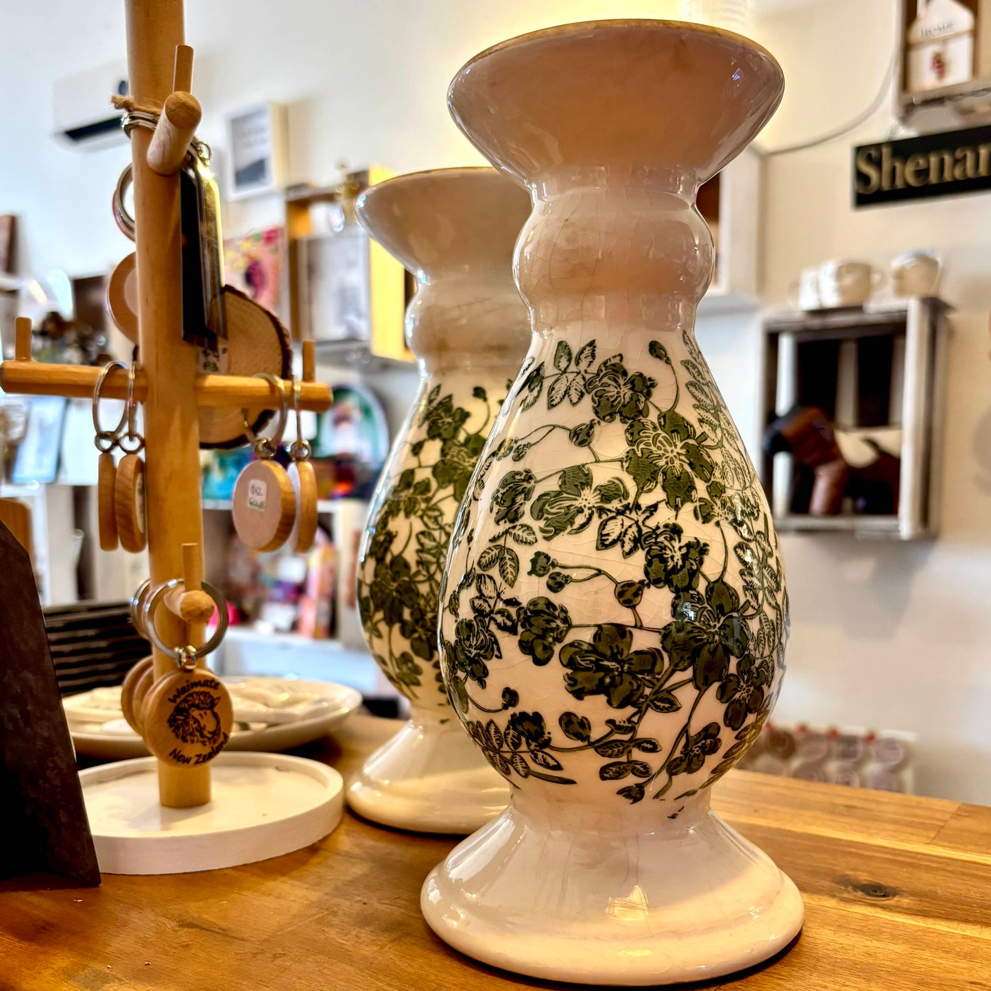 White and Green Candle Holder