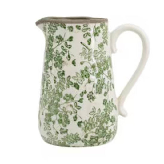 Green and White Flower Pitcher