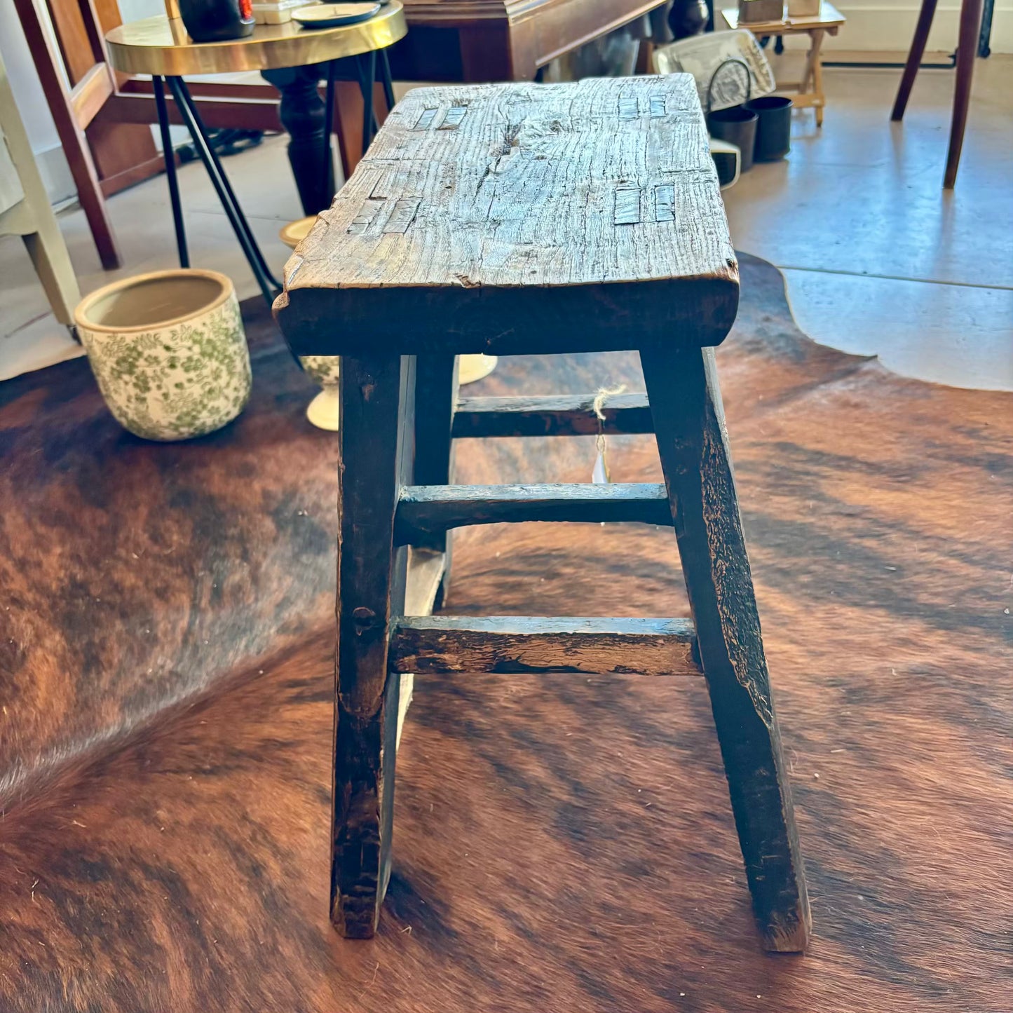 Antique Elm Wooden Stools
