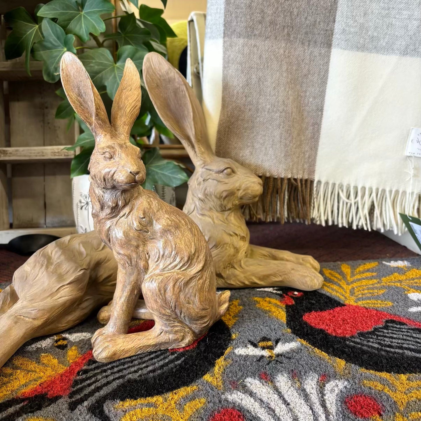Junior Walnut Country Hare - Sitting