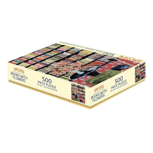 Puzzle box with 'Books with Flowers' design on a white background