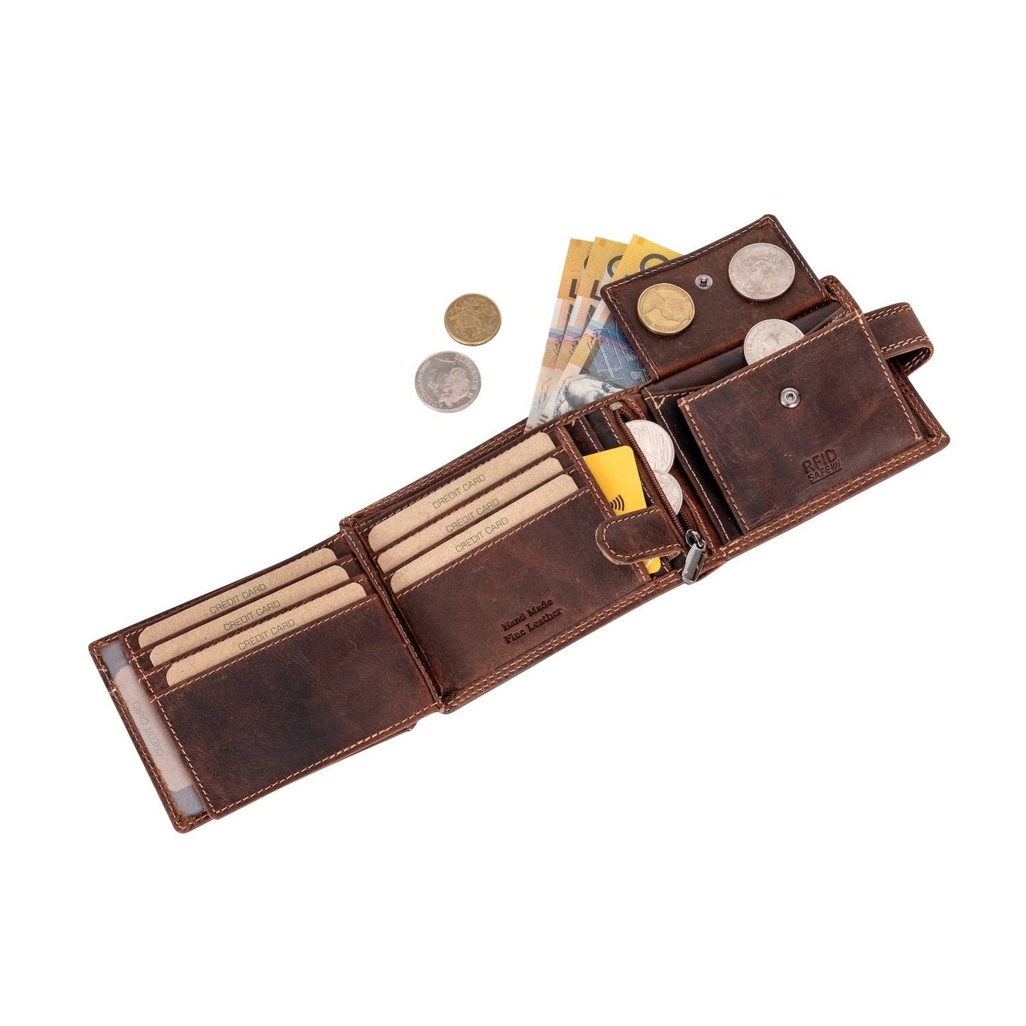 Greenwood Leather | Hunter RFID Leather Wallet with Button Closure – Sandel