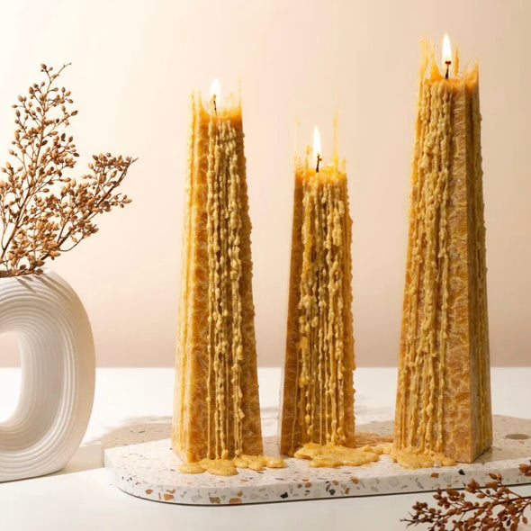 Living Light Candles | White Lily Gold Icicle Candles