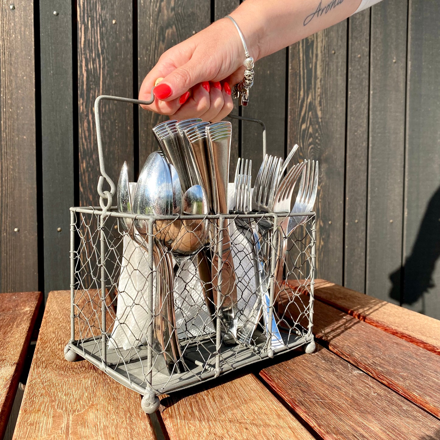Vintage Wire Cutlery & Napkin Holder