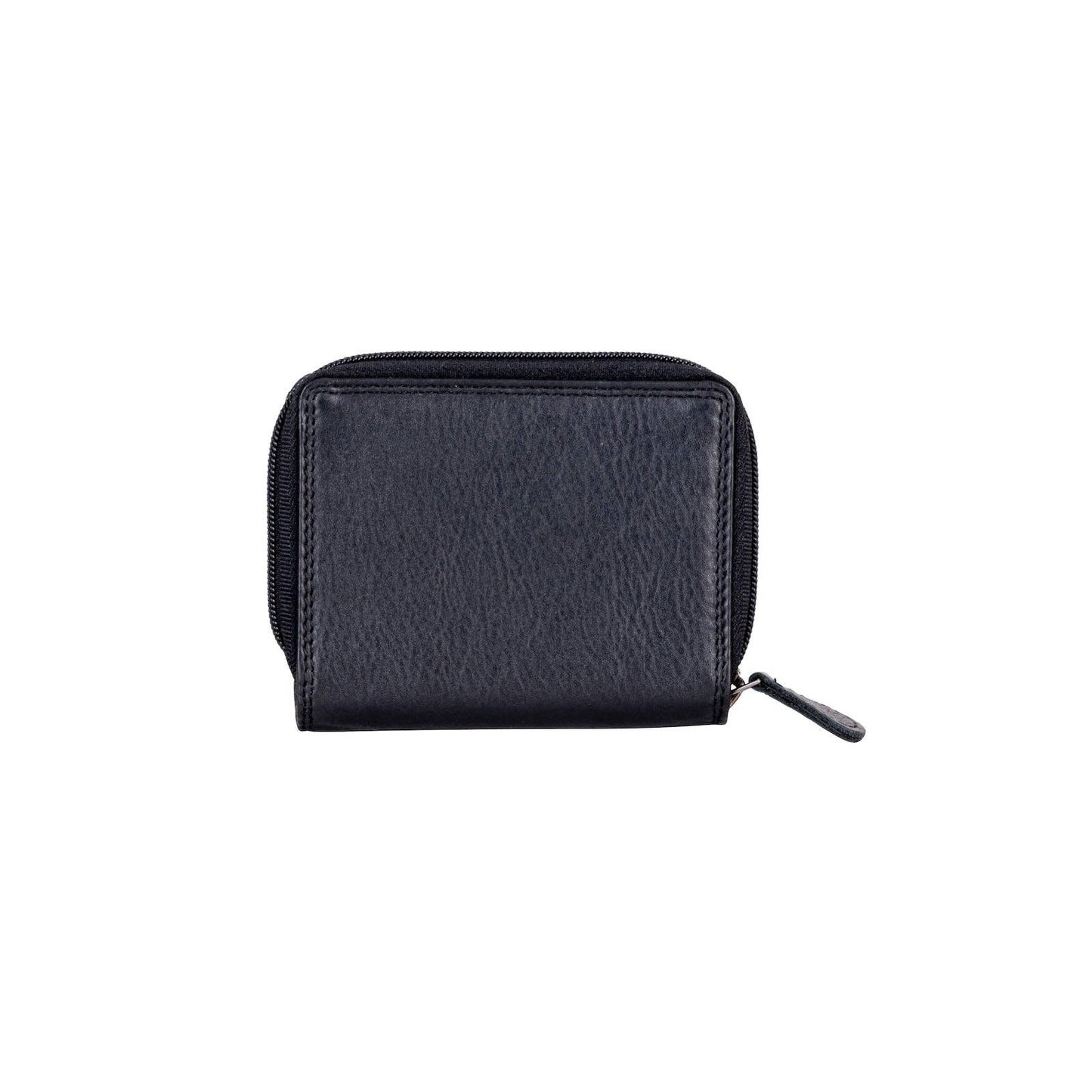 Black leather wallet on a white background