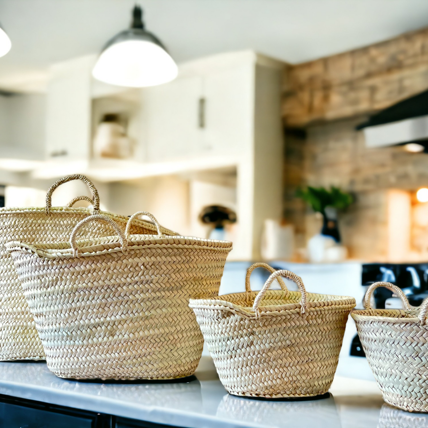 French basket, Straw tote bag, Grocery bag, woven bag: Small / Empty