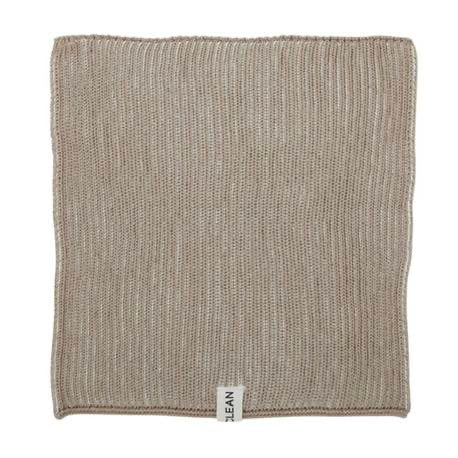 Textured gray cloth with a brand label on a white background
