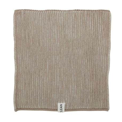 Textured gray cloth with a brand label on a white background