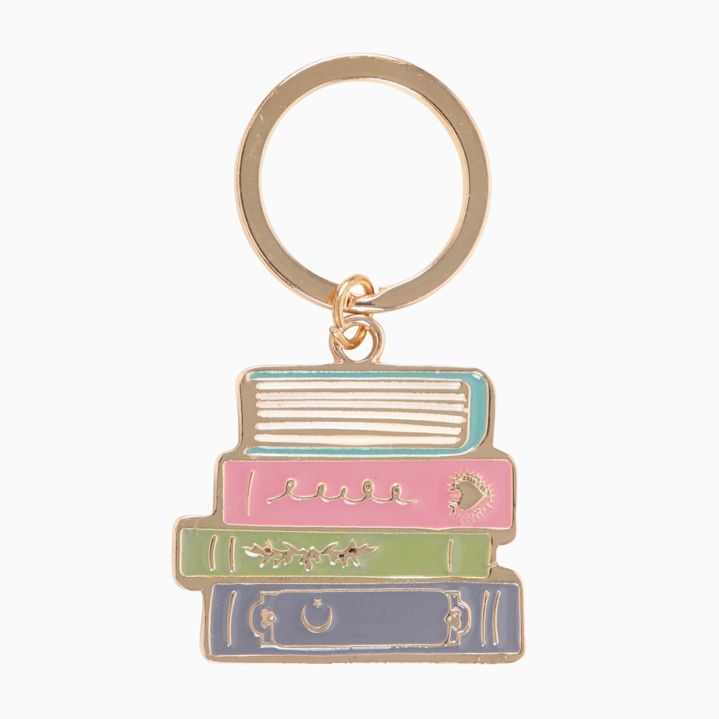 Stack of books keychain on a white background