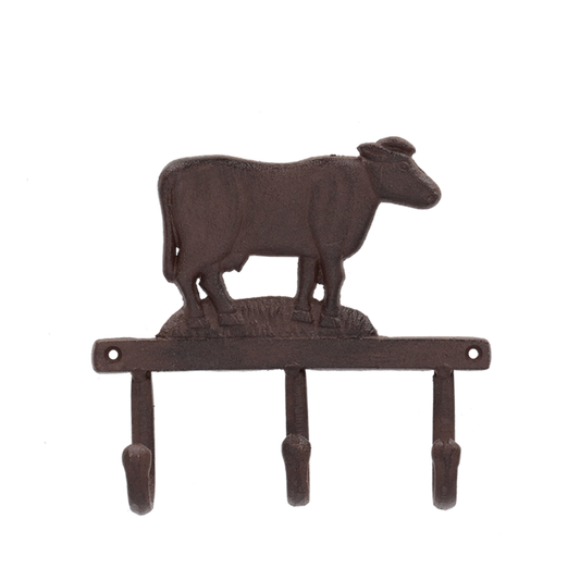 Cast Iron 'Cow Hanger with 3 Hooks