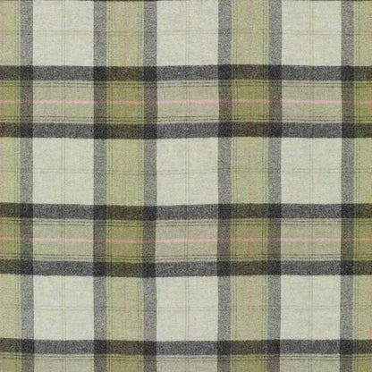 Plaid fabric pattern with green, black, and beige colors