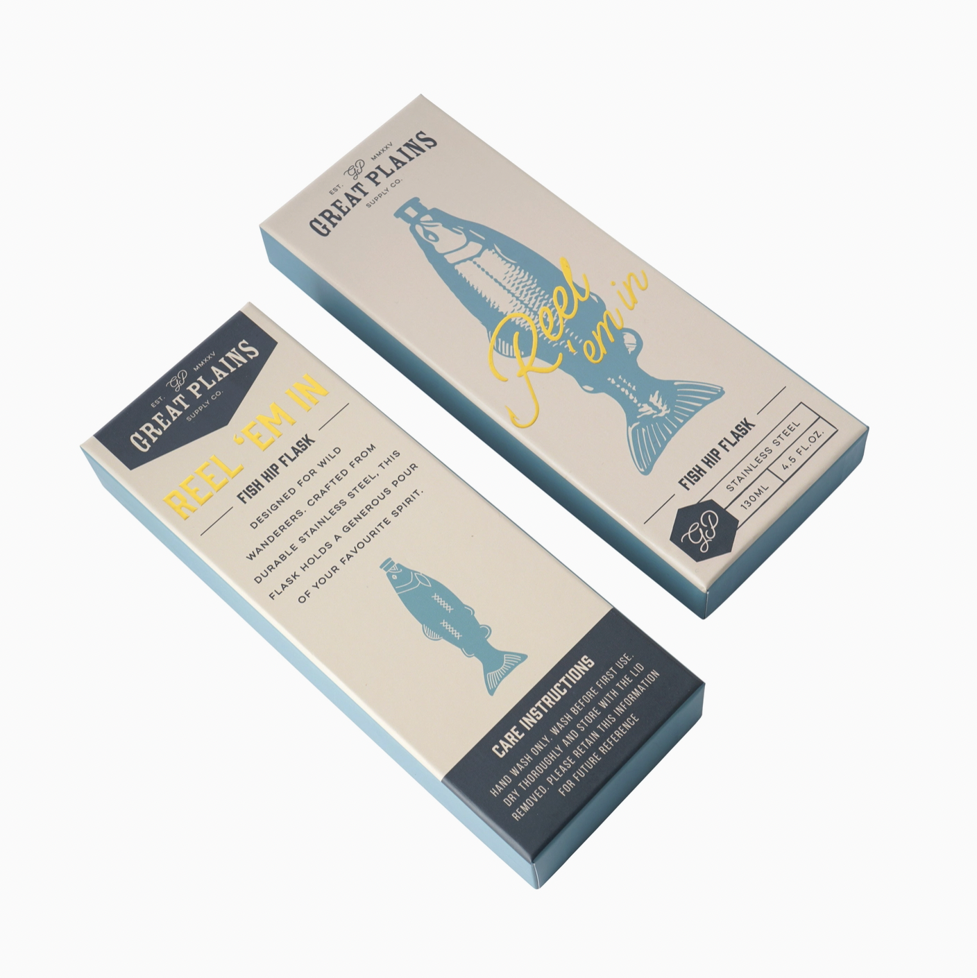 Two boxes with fish illustrations and text on a white background
