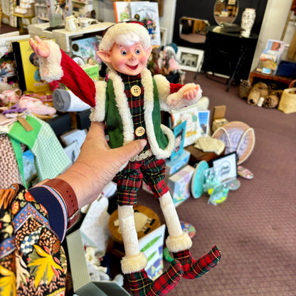 Poseable Elf in Red & Green and Tartan Pant