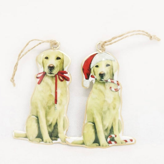Vintage Sitting Labrador Hanging Christmas Decorations