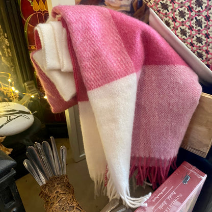 Exquisite Wool Traders | 100% NZ Merino - Pastel Block Check Pink