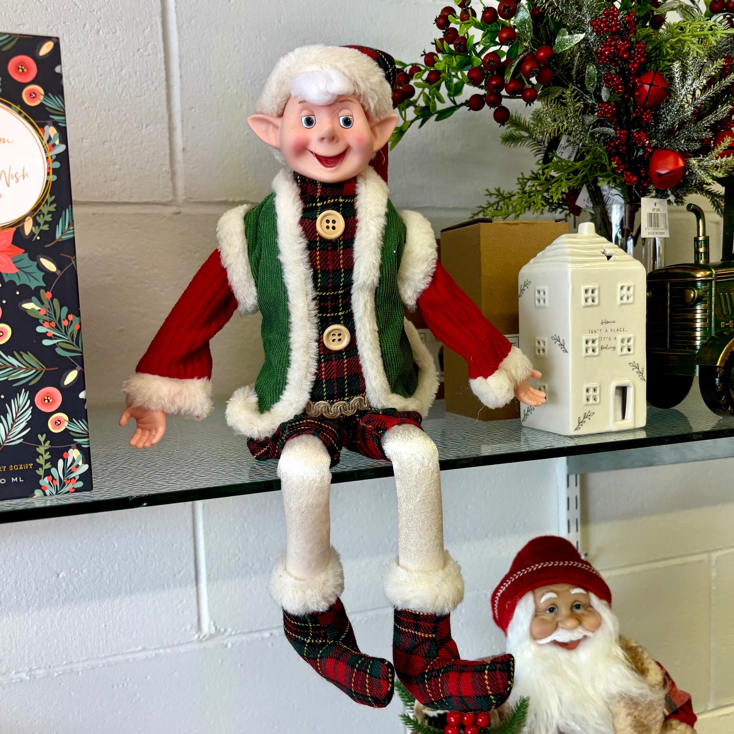 Poseable Elf in Red & Green and Tartan Pant
