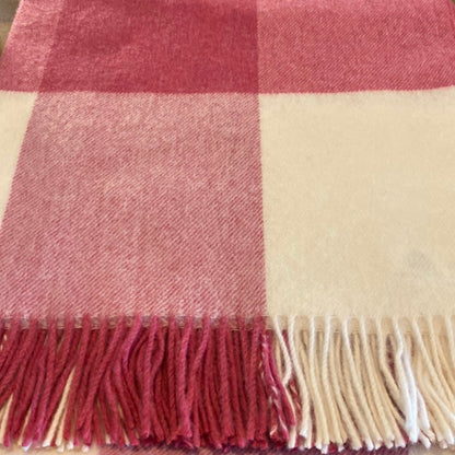 Exquisite Wool Traders | 100% NZ Merino - Pastel Block Check Pink