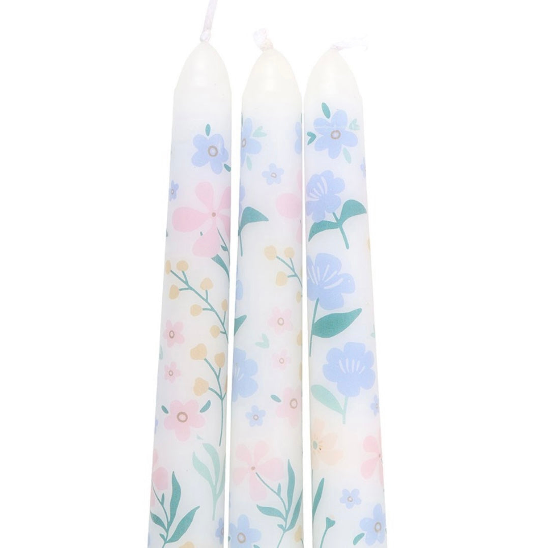 Set of 3 Ditsy Floral Taper Candles