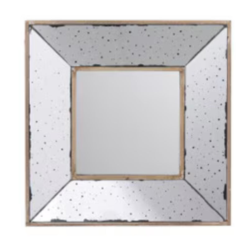 Square Mirror with Antiqued Mirrored Frame