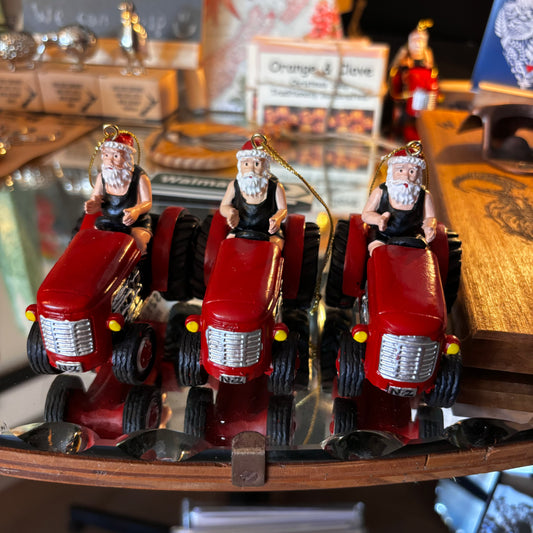 Santa on a Tractor Christmas Decoration