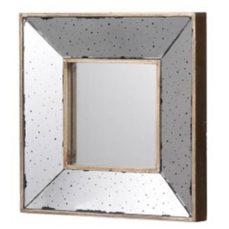 Square Mirror with Antiqued Mirrored Frame