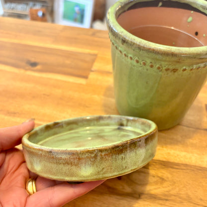 Glazed Green Flower Pot Saucer - 12cm