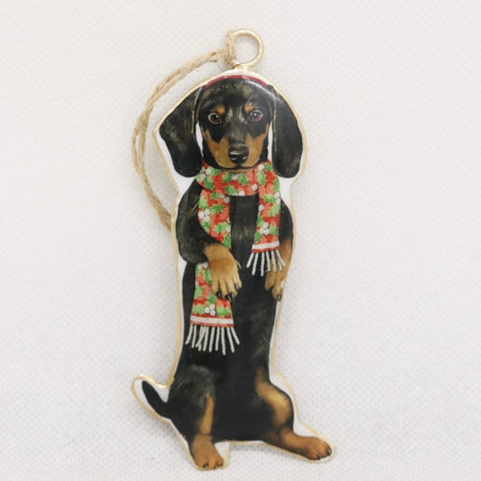 Vintage Sitting Dachshund Hanging Christmas Decorations