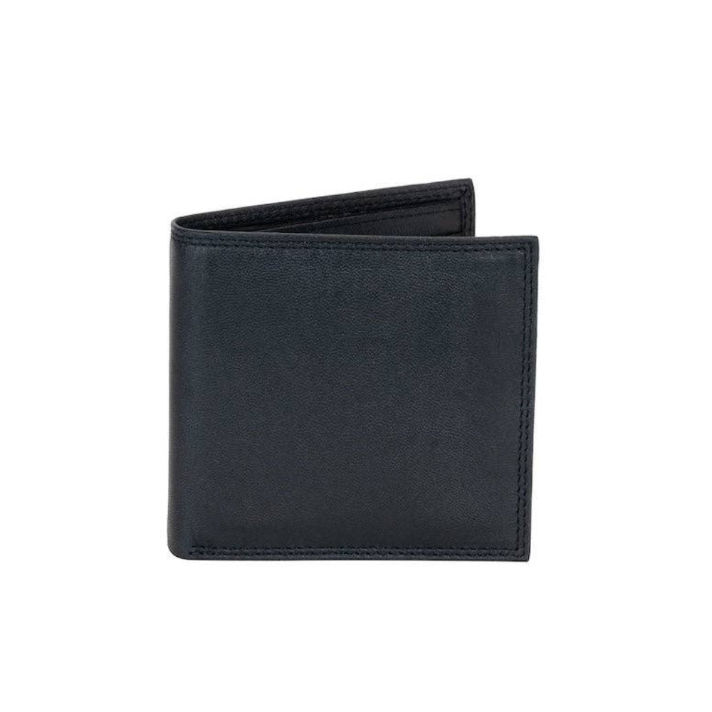 Black leather wallet on a white background