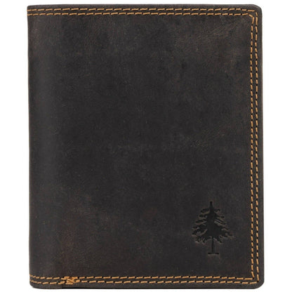 Black leather wallet with tree emblem on a white background