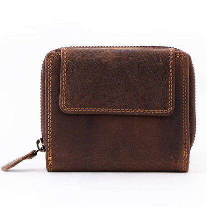 Brown leather wallet on a white background