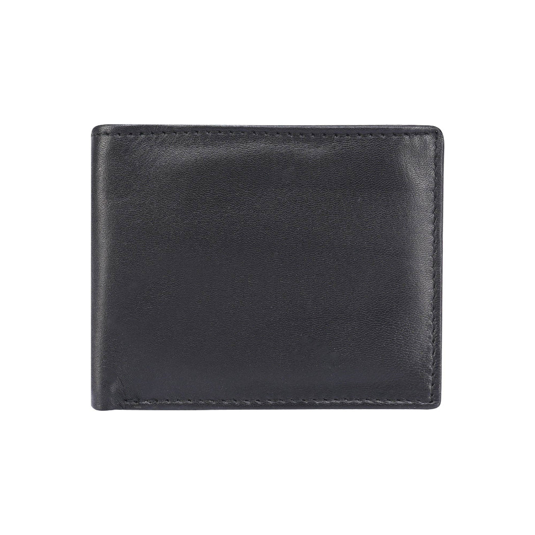 Black leather wallet on a white background