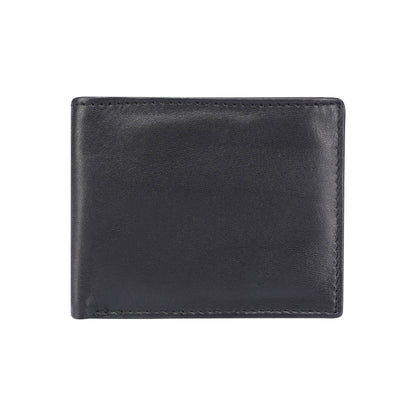 Black leather wallet on a white background